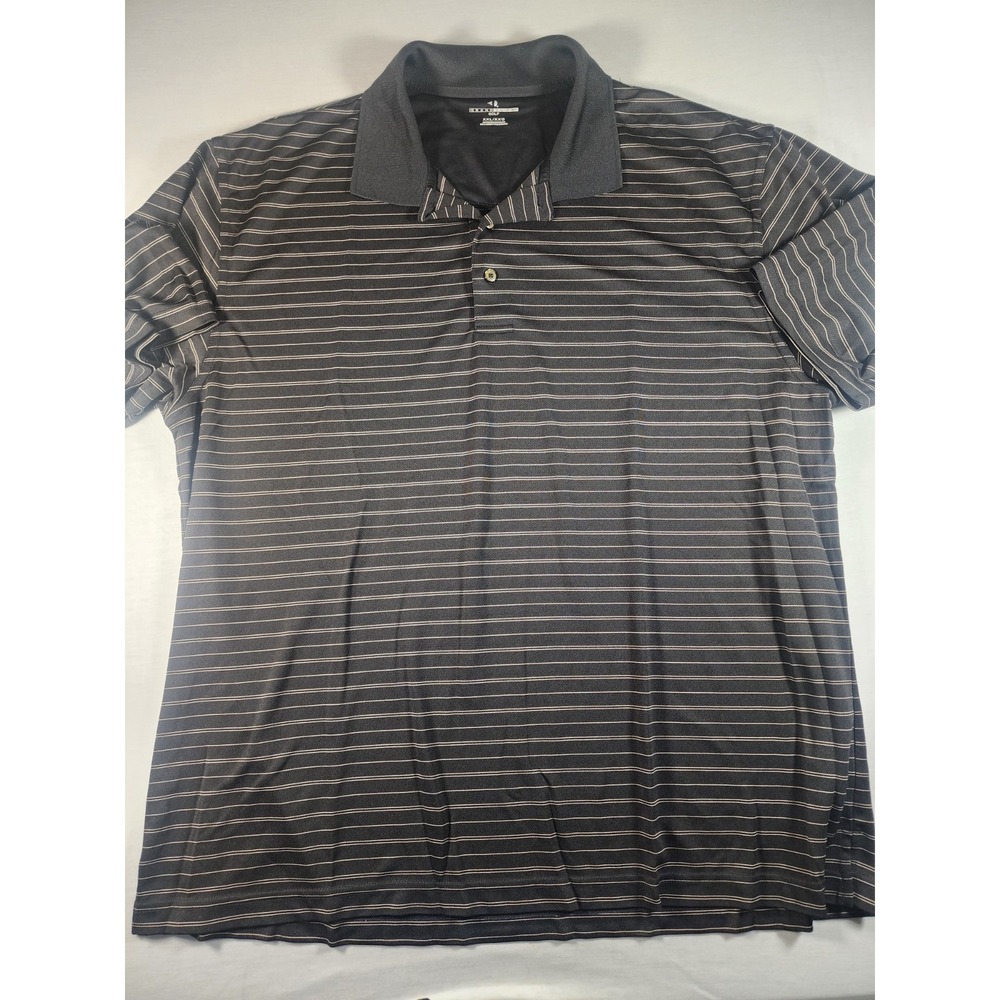 Grand Slam Golf Men's Polo Shirt Short Sleeve Size XXL BlacK Beige Stripe Collar